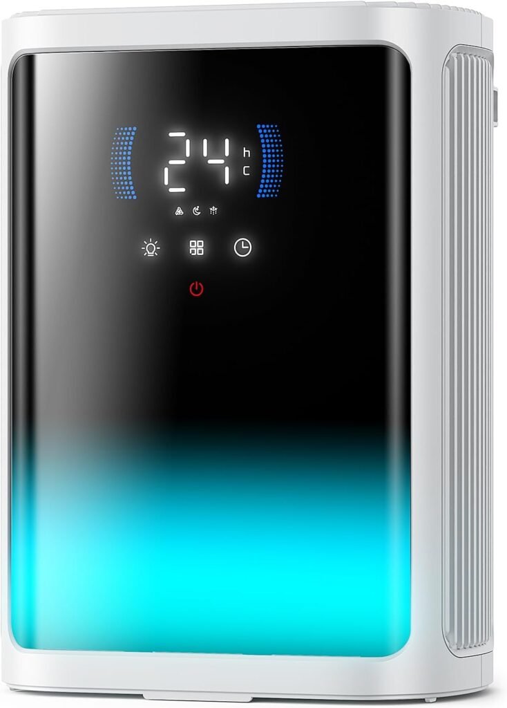 Dehumidifier, 3000ML Dehumidifier for Bedroom, Dehumidifiers for Drying Clothes with Ultra Quiet| Sleep Mode| 6/8/12H Timer & Full-Panel 7-Color Light,...